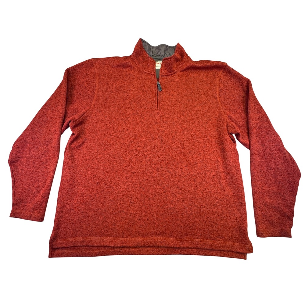 Wrangler Authentics Jacket Men's Size XL Red Heathered Fleece 1/4 Zip Sweatshirt
